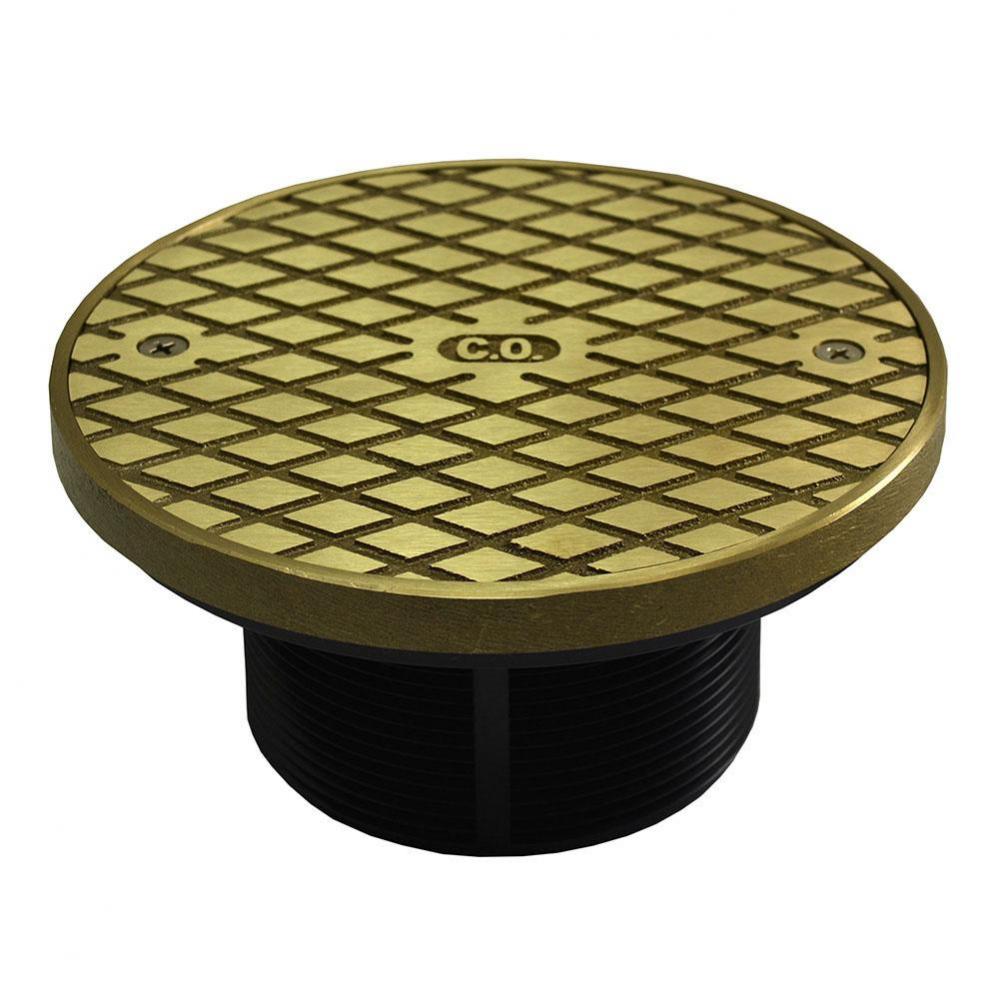 3-1/2'' ABS Cleanout Spud with 5'' Polished Brass Cover with Ring