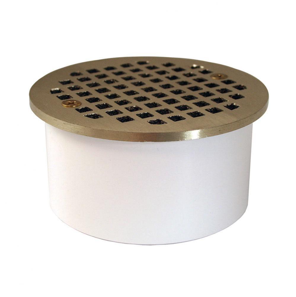 4'' PVC Inside Pipe Fit Drain with 4-1/2'' Nickel Bronze Round Strainer