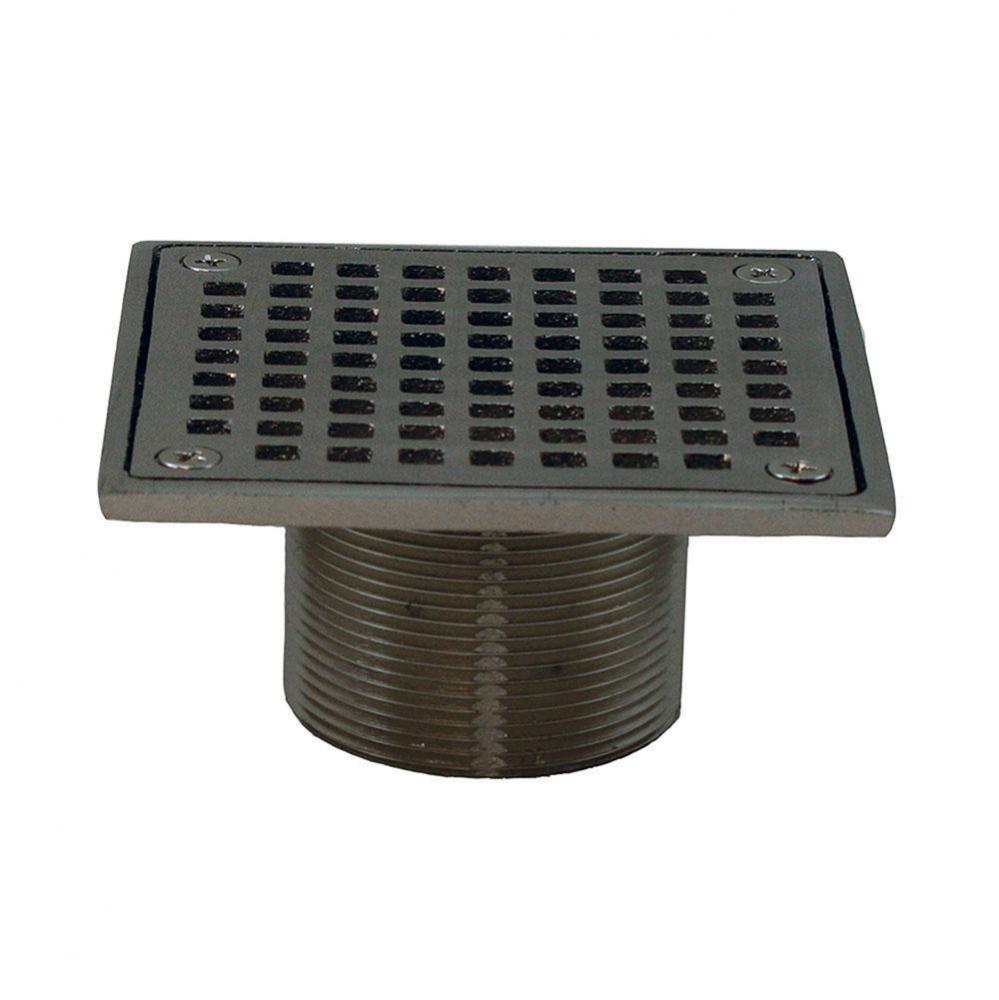 Brushed Nickel 2'' Brass Spud with 4'' Square Strainer
