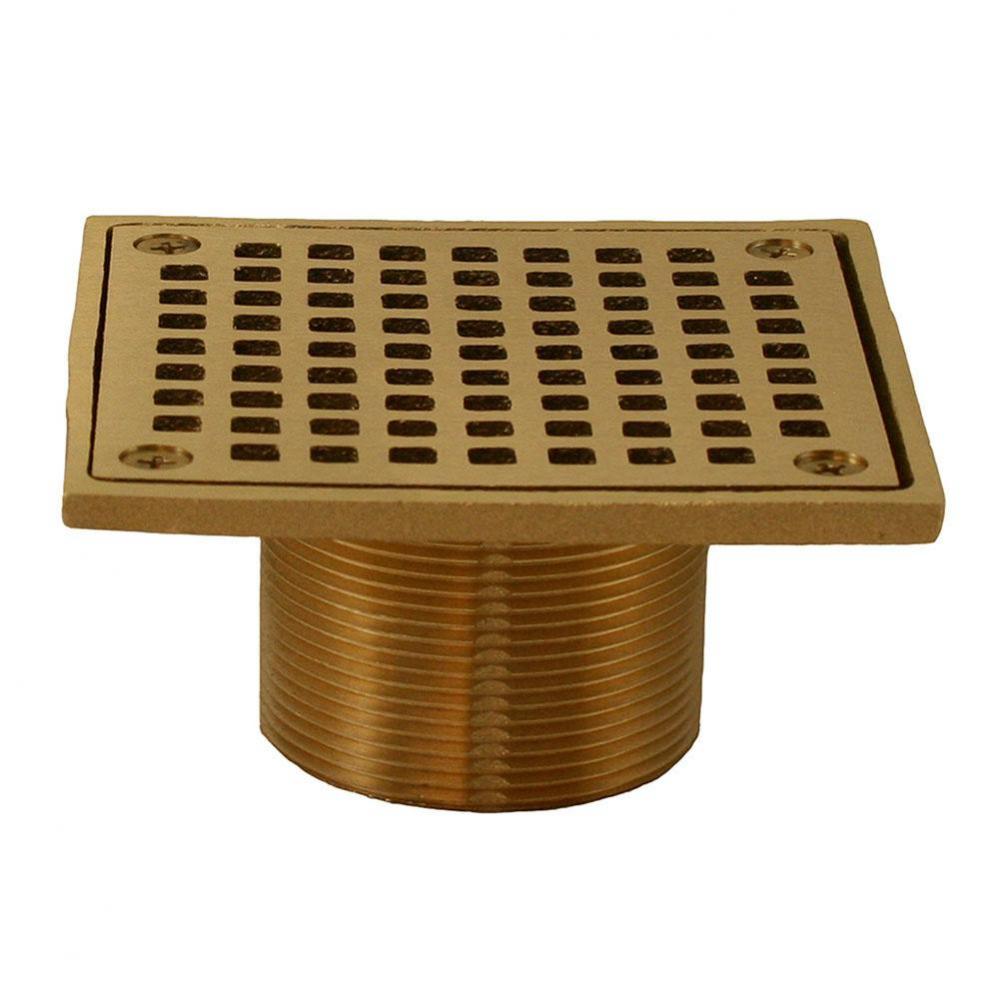 Polished Brass 2'' Brass Spud with 4'' Square Strainer