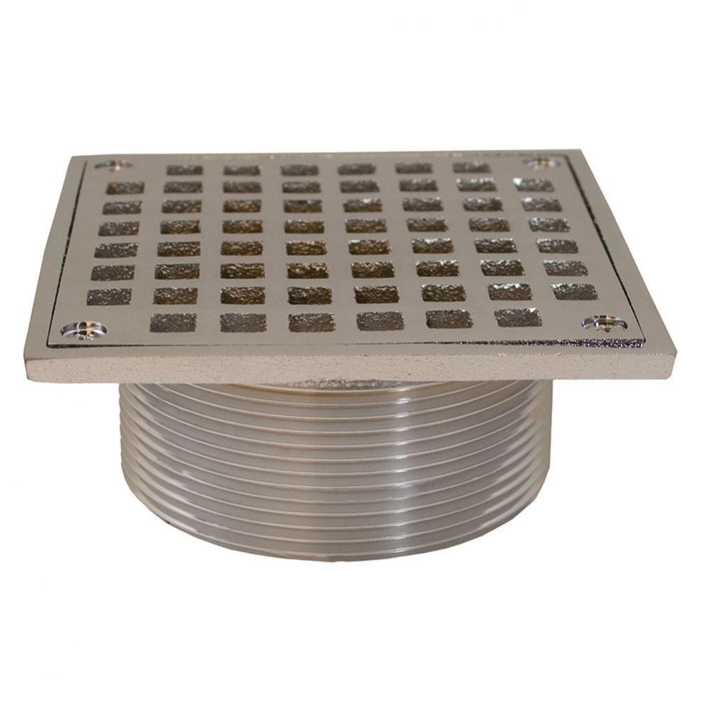 3-1/2'' IPS Metal Spud with 5'' Chrome Plated Square Strainer