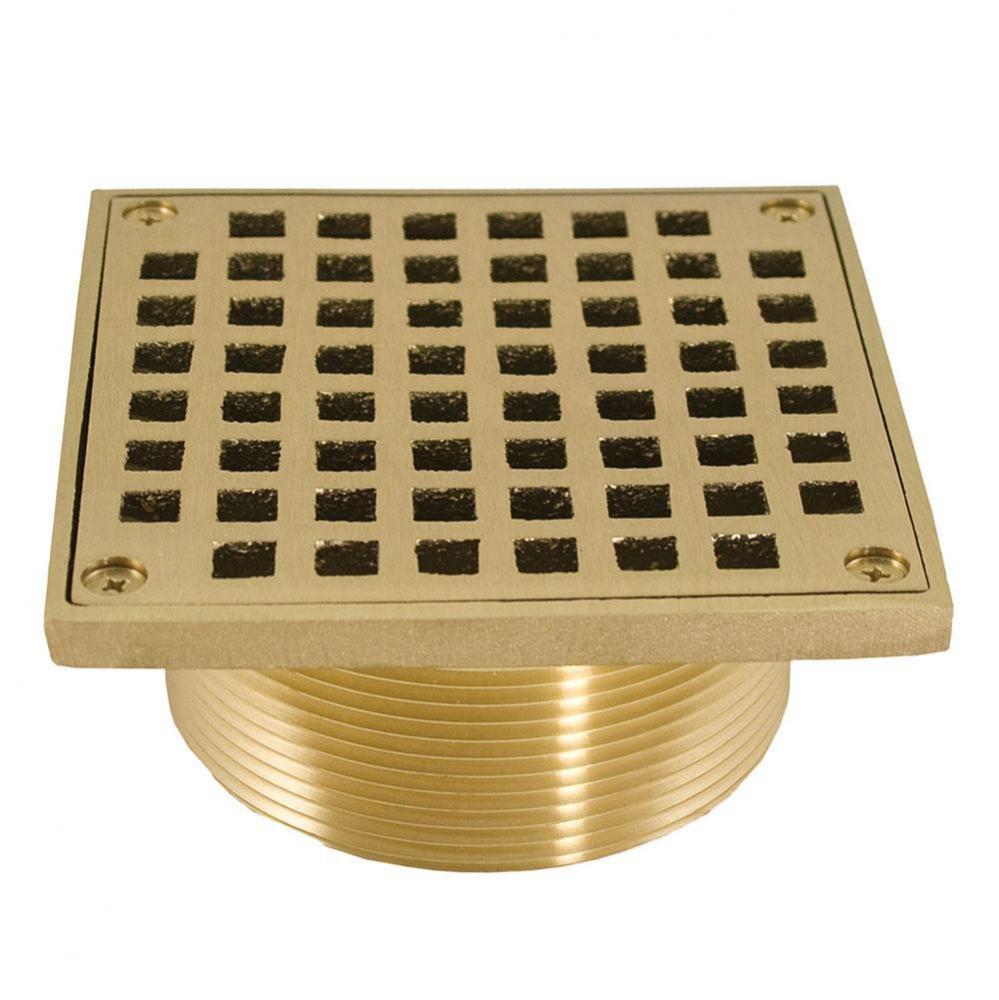 3-1/2'' IPS Metal Spud with 6'' Polished Brass Square Strainer