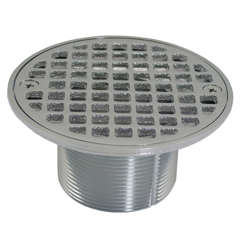 2'' IPS Metal Spud with 4'' Chrome Plated Round Cast Strainer