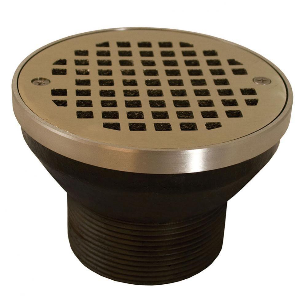 3'' IPS Cast Iron Spud for Heavy Duty Drain Bodies with 5'' Nickel Bronze Roun