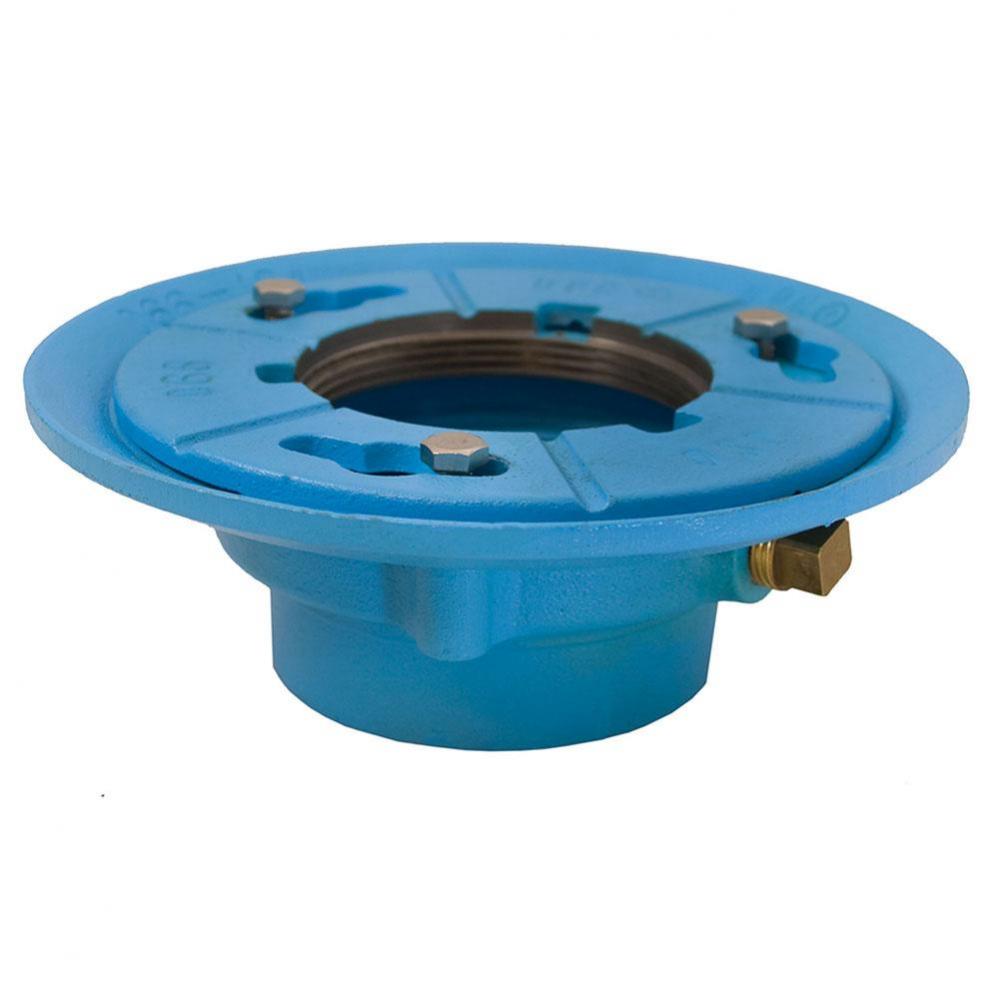 4'' Code Blue No Hub Drain Body with 9'' Pan and 3-1/2'' Spud Size -
