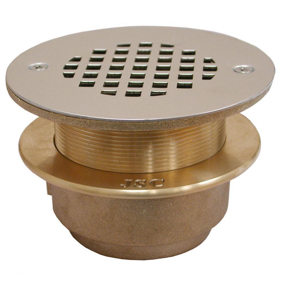 2'' IPS Bronze Shower Drain with Standard Spud and Stainless Steel Strainer