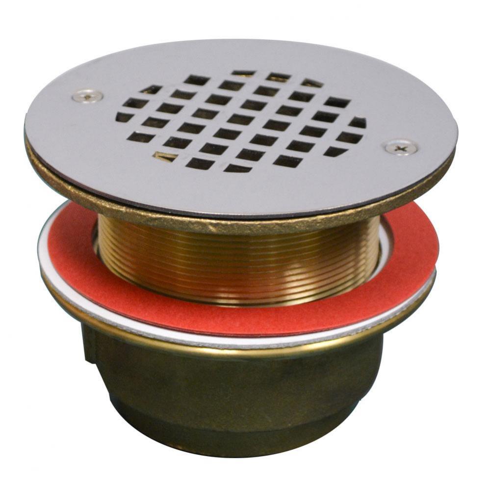 2'' IPS Bronze Shower Drain with Long Pattern Spud and Stainless Steel Strainer
