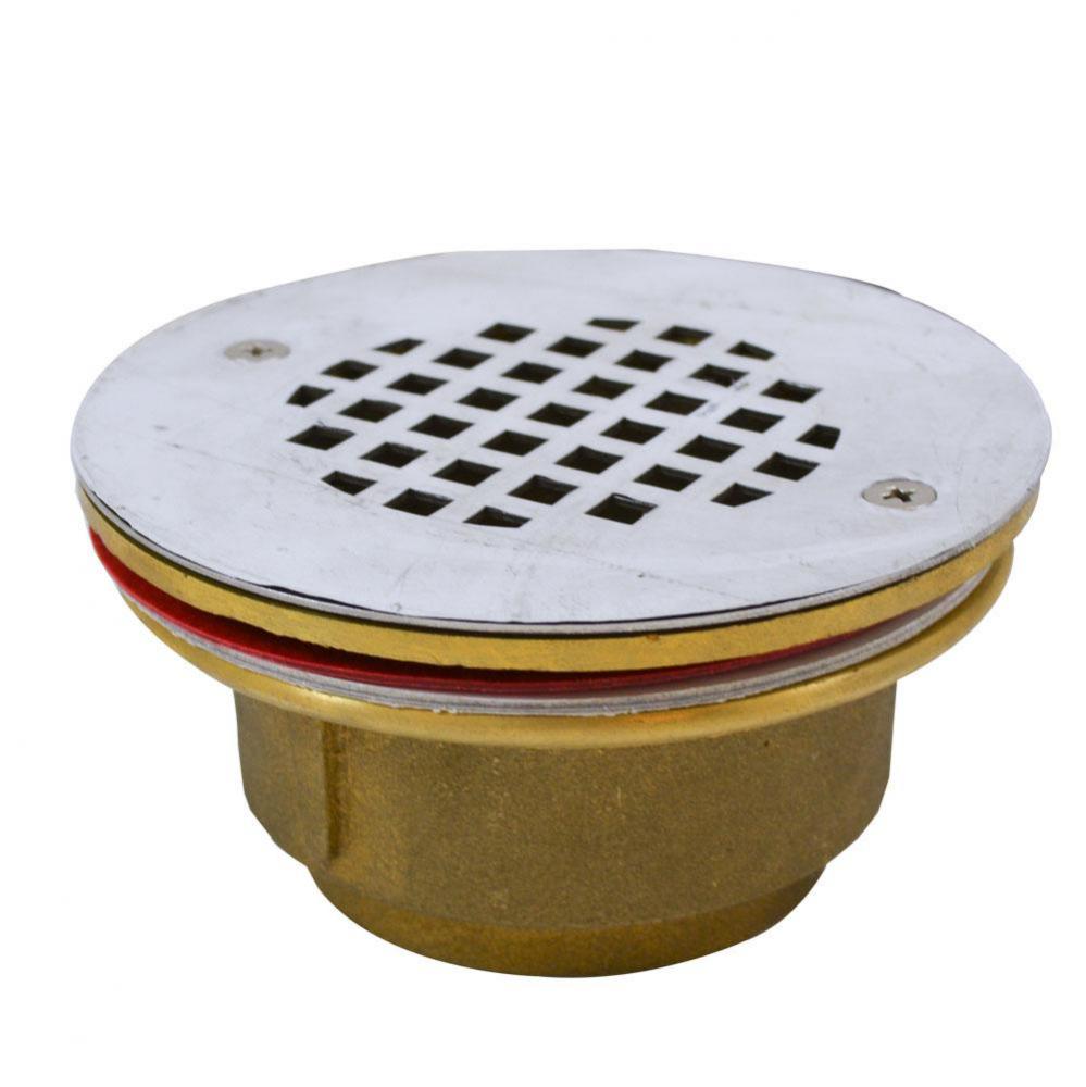 2'' Sweat Bronze Shower Drain with Standard Spud and Stainless Steel Strainer