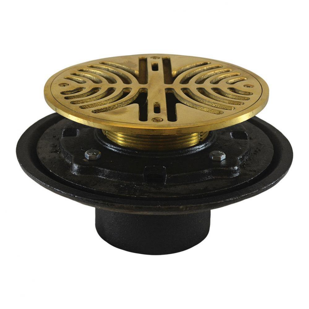 4'' Heavy Duty No Hub Floor Drain/Shower Drain with 10'' Pan and 8''