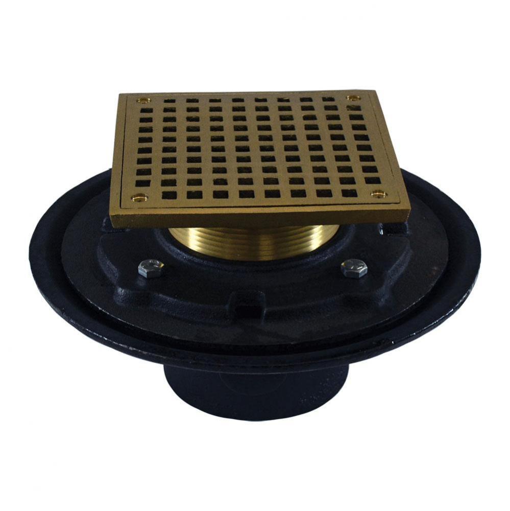 4'' Heavy Duty No Hub Floor Drain/Shower Drain with 10'' Pan and 6''