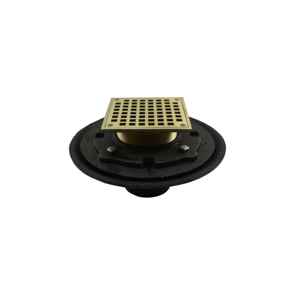 4'' Heavy Duty No Hub Floor Drain/Shower Drain with 10'' Pan and 6''