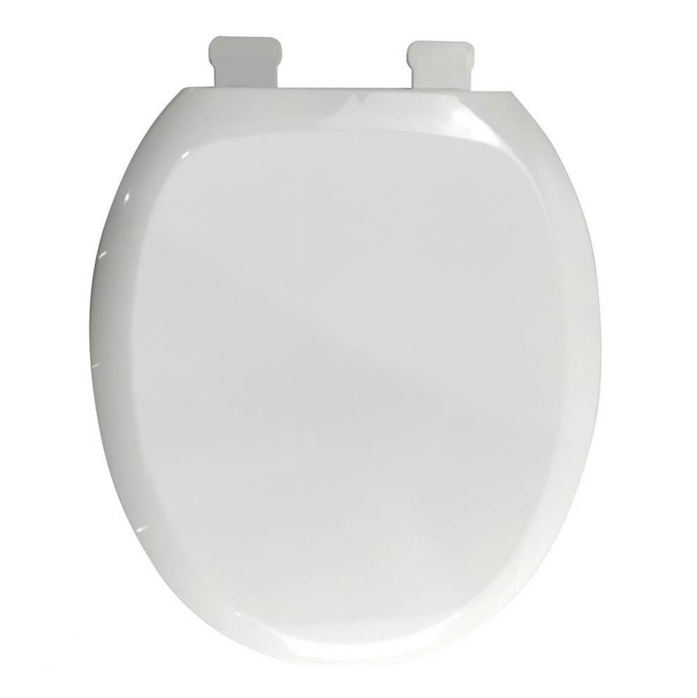 Slow-Close  Premium Plastic Seat, White, Round Closed Front with Cover and Adjustable QuicKlean Hi