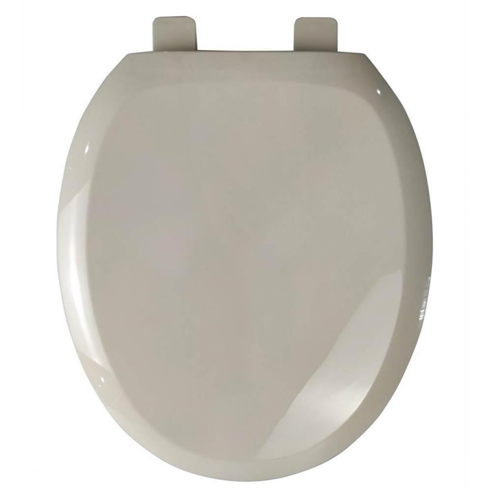 Slow-Close Premium Plastic Seat, Bone, Round Closed Front with Cover and Adjustable QuicKlean Hing