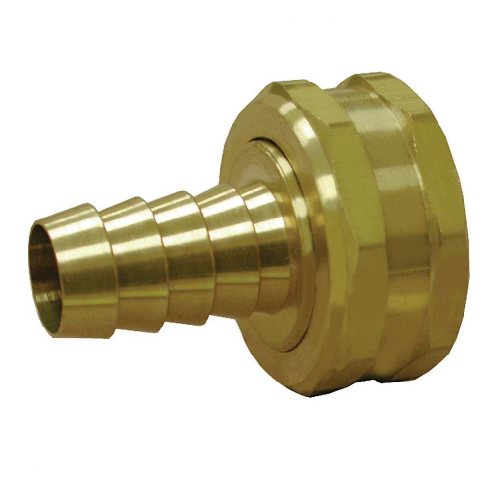 3/8'' x 3/4'' Brass Garden Hose Fitting, Hose Barb To Female Hose Swivel