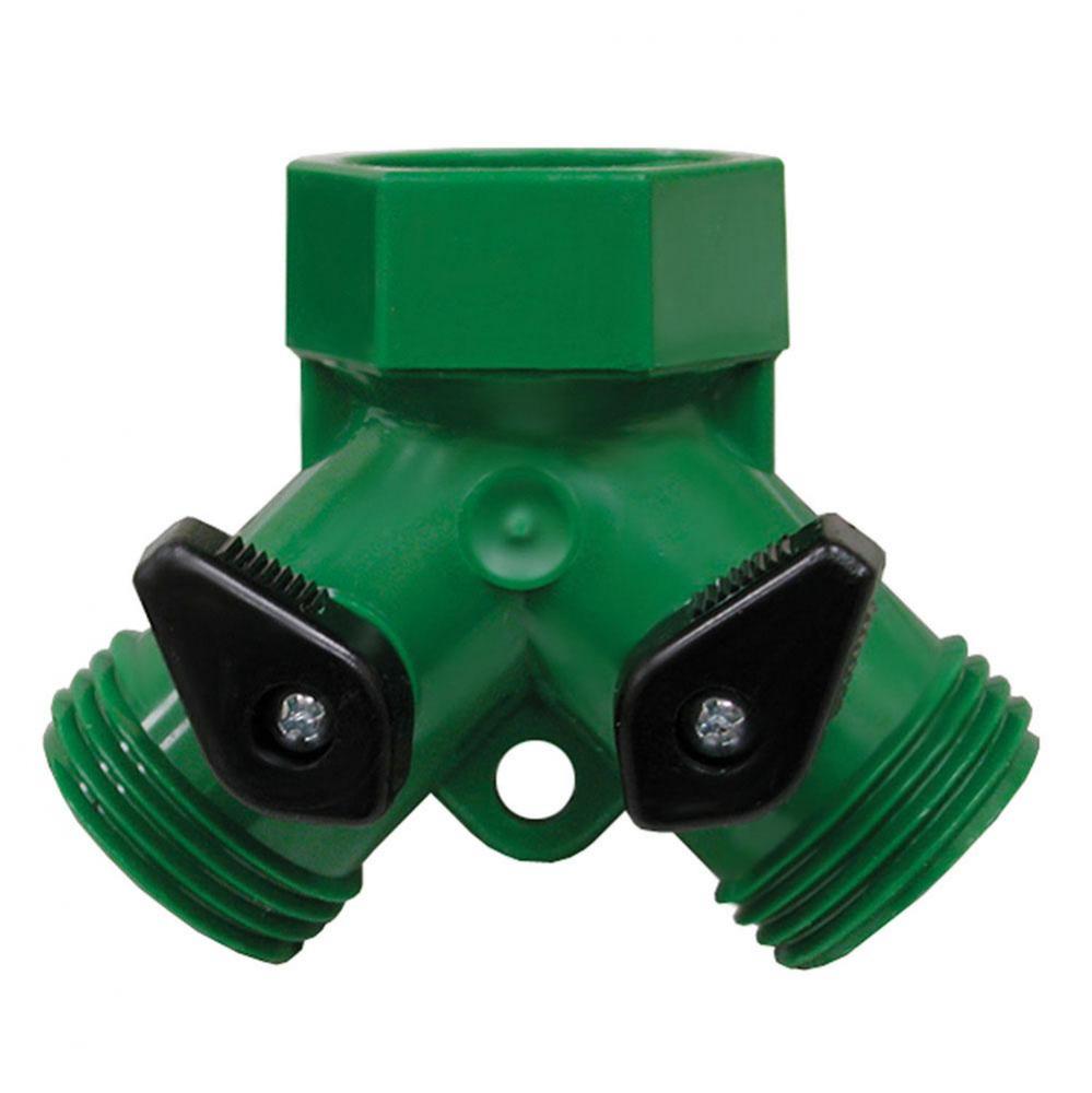 Garden Hose Shut-Off, Dual Shut-Off, Green ABS