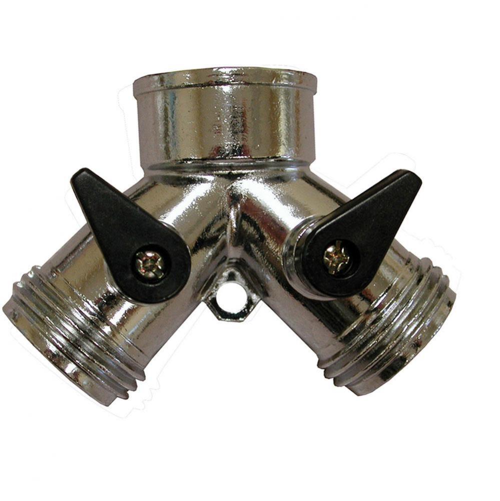 Garden Hose Shut-Off, Shut-Off Wye, Chrome Plated Die Cast