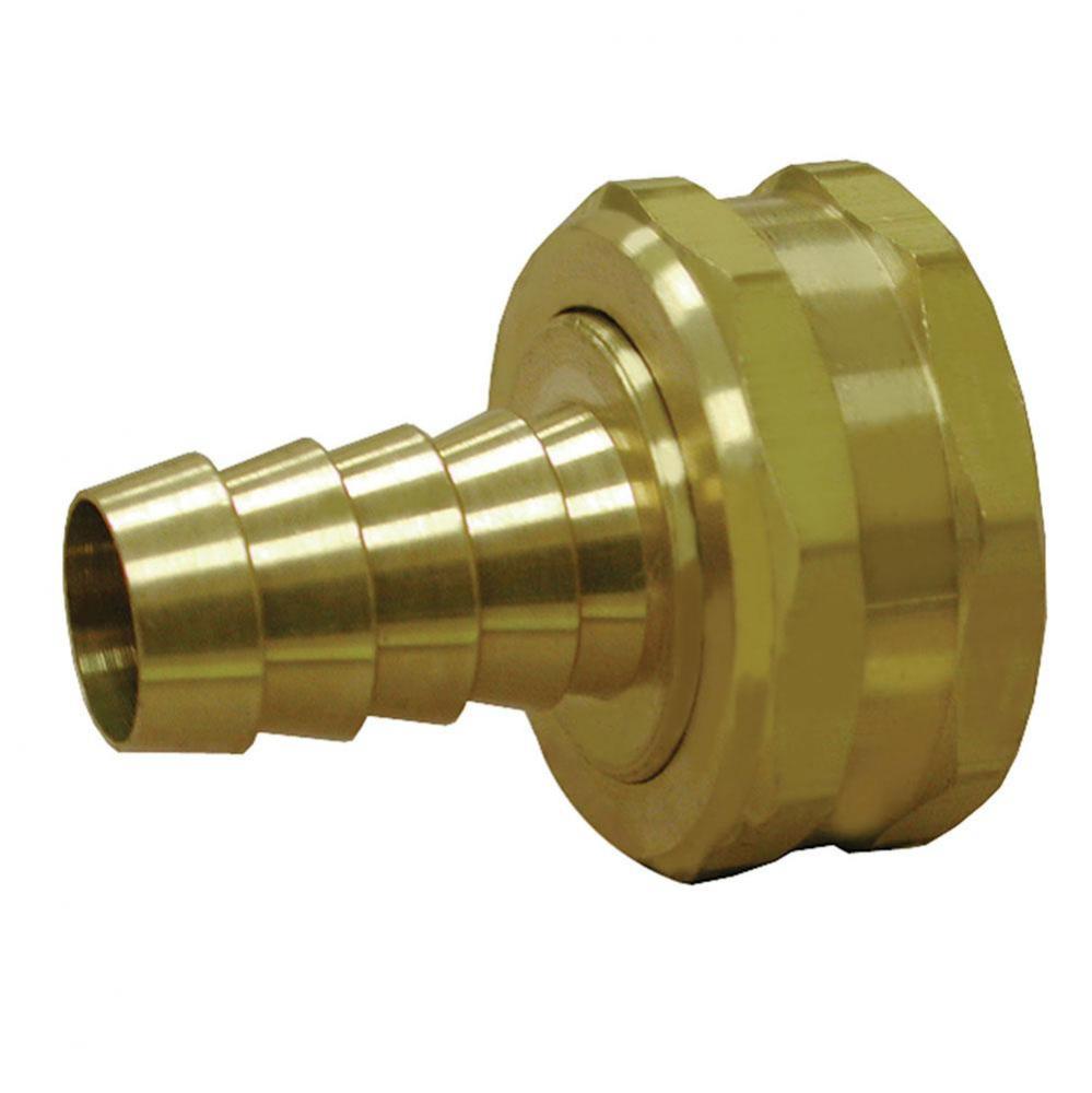 1/2'' x 3/4'' Brass Garden Hose Fitting, Hose Barb To Female Hose Swivel, Lead