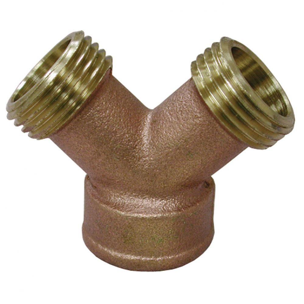 3/4'' x 3/4'' Brass Garden Hose Wye, Lead Free