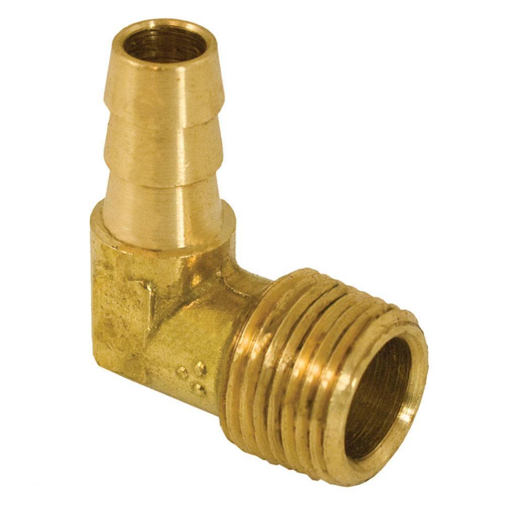 1/4'' x 1/8'' 90degree Brass Hose Barb To Male Pipe Elbow