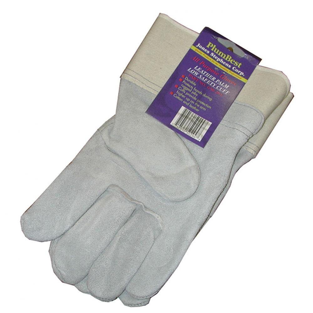 Leather Palm Low Safety Cuff Work Gloves, 12 Pairs