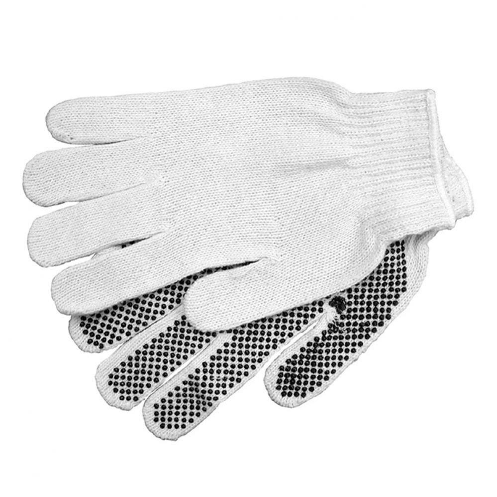 White Cotton Work Gloves with Rubber Grippers, 12 Pairs