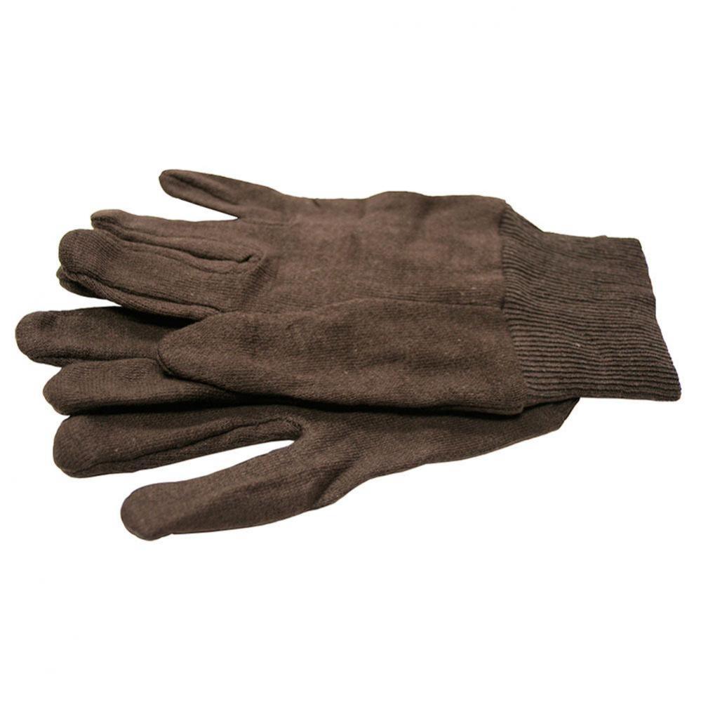 Display of Brown Cotton Jersey Work Gloves, 216 Pairs