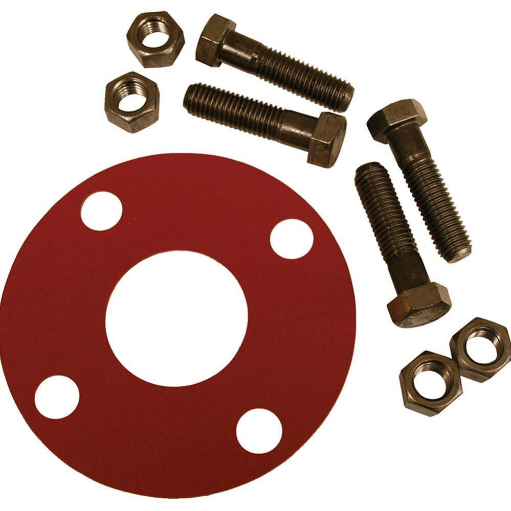3-1/2'' Red Rubber Full Face Gasket Kit, 5/8'' x 3'' Bolt Size