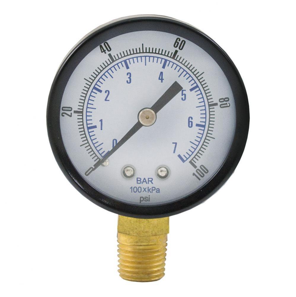 100 PSI Pressure Gauge, 2'' Face