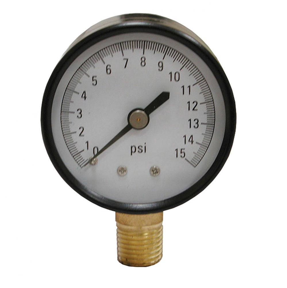 15 PSI Pressure Gauge, 2-1/2'' Face