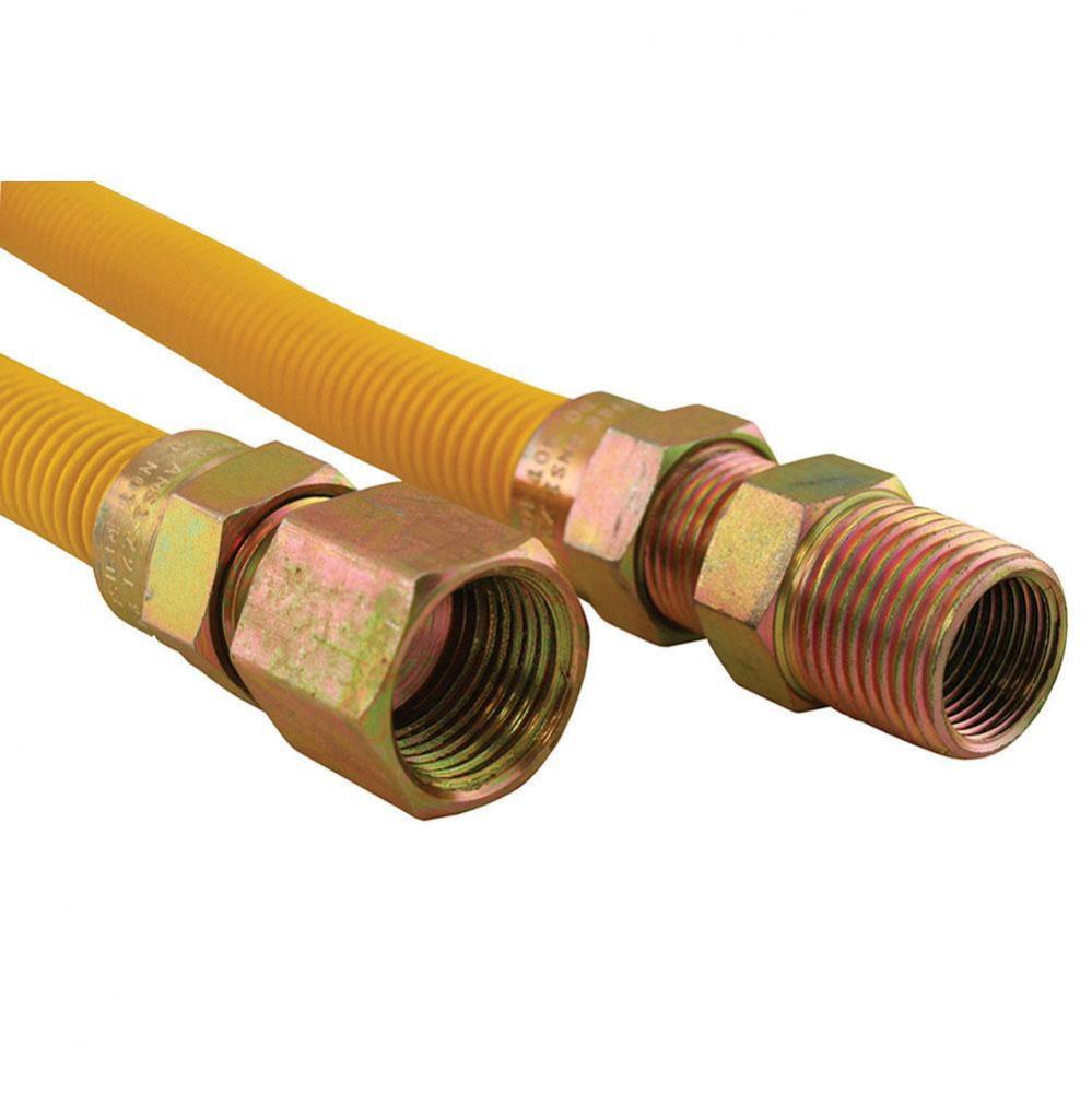 3/8'' OD Gas Connector, Coated with Fitting, 3/8” FIP x 3/8” MIP x 72”