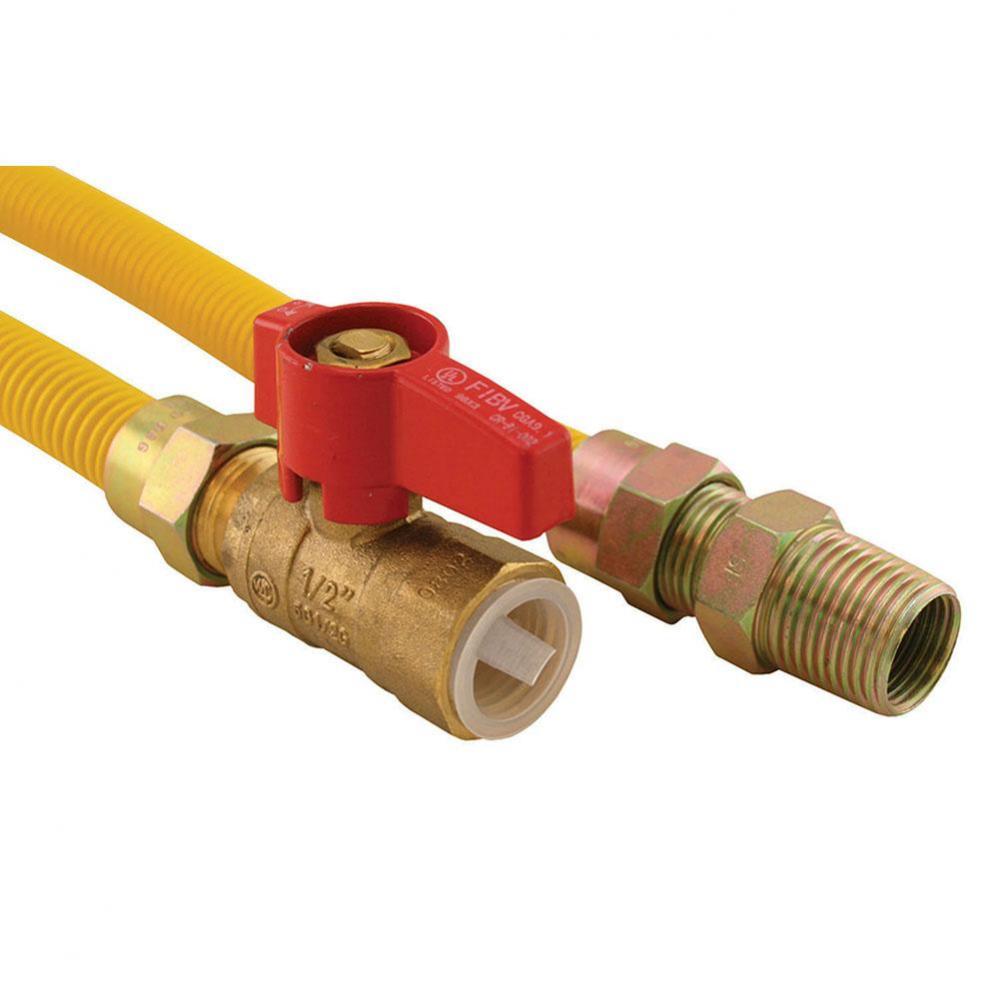 1/2'' Gas Connector, Coated with Ball Valve, 1/2'' MIP x 1/2'' FIP B