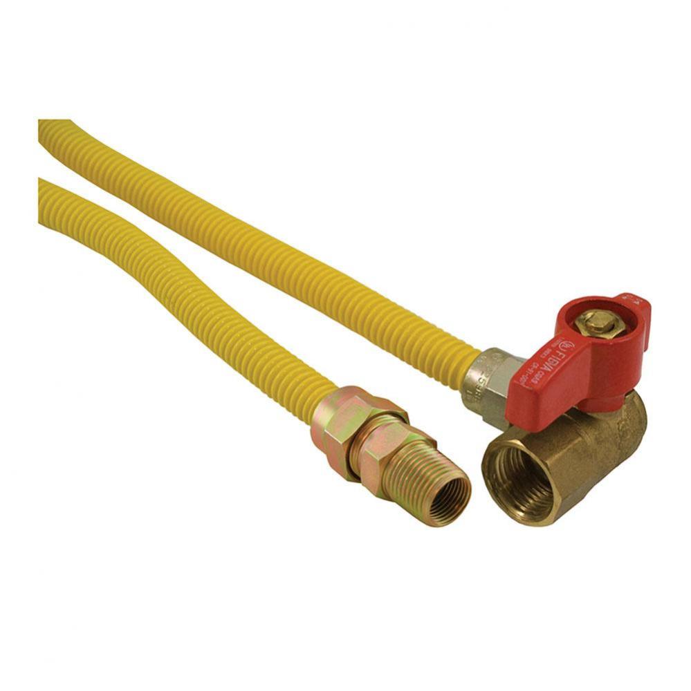 1/2'' Gas Connector, Coated with Ball Valve, 1/2'' MIP x 1/2'' FIP A