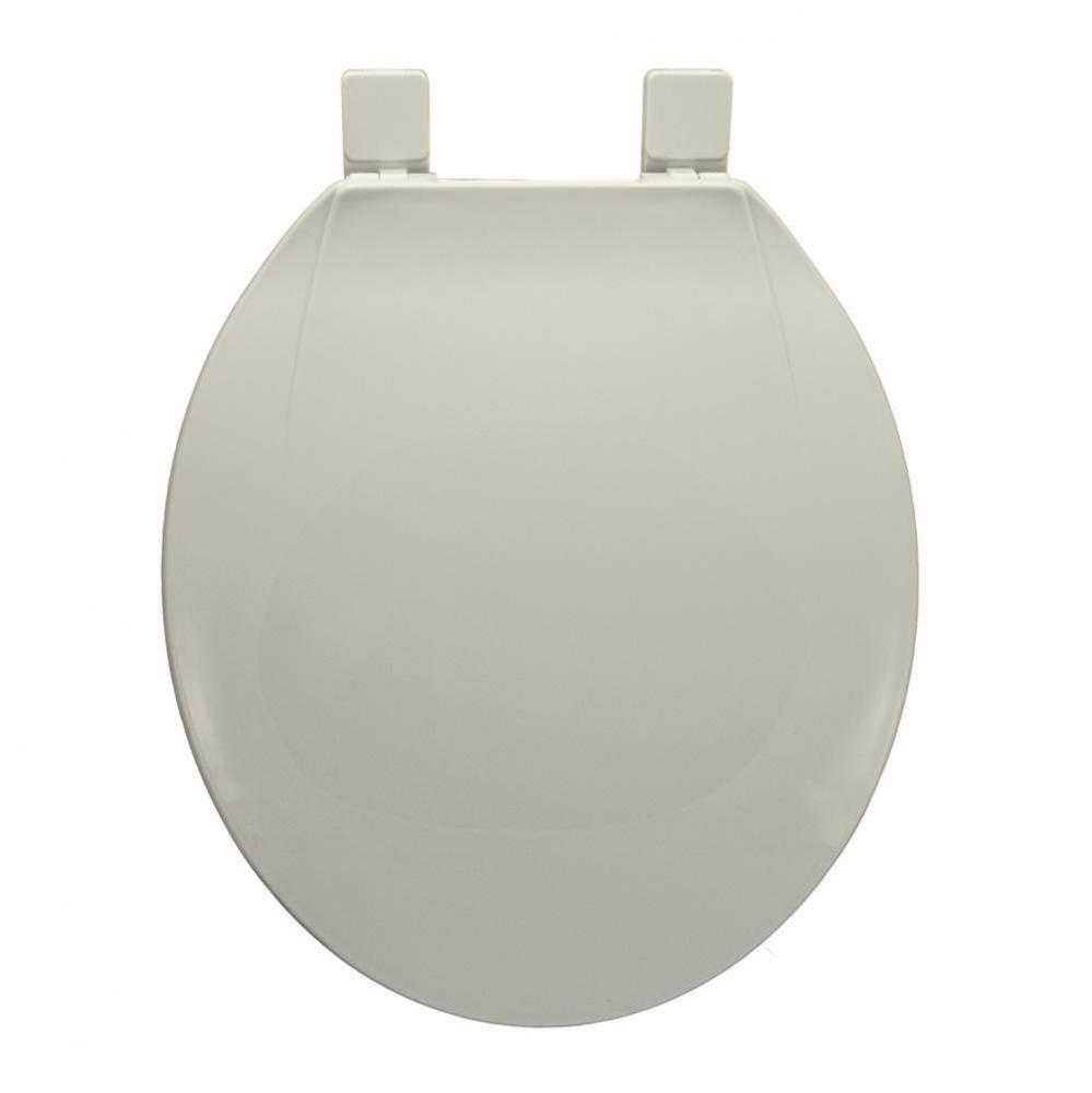 Standard Plastic Seat, White, Round Closed Front with Cover and Adjustable Hinge
