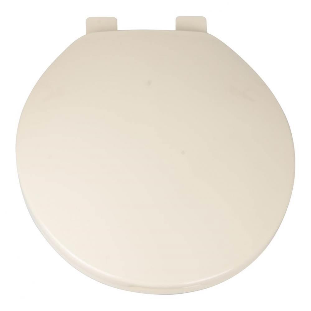Builder Grade Plastic Toilet Seat, Bone, Round Closed Front with Cover and Adjustable Hinge