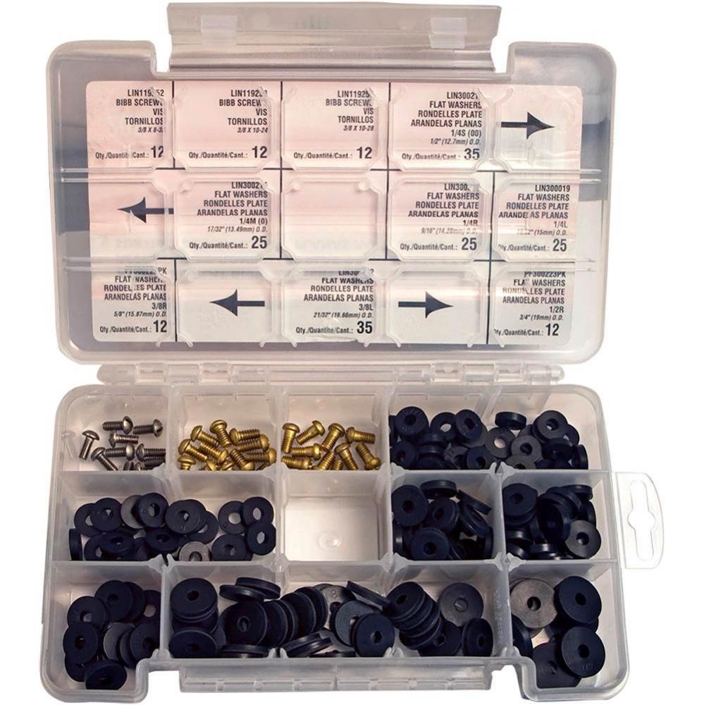 Assorted Flat Bibb Washer and Screw Kit 205 Pieces