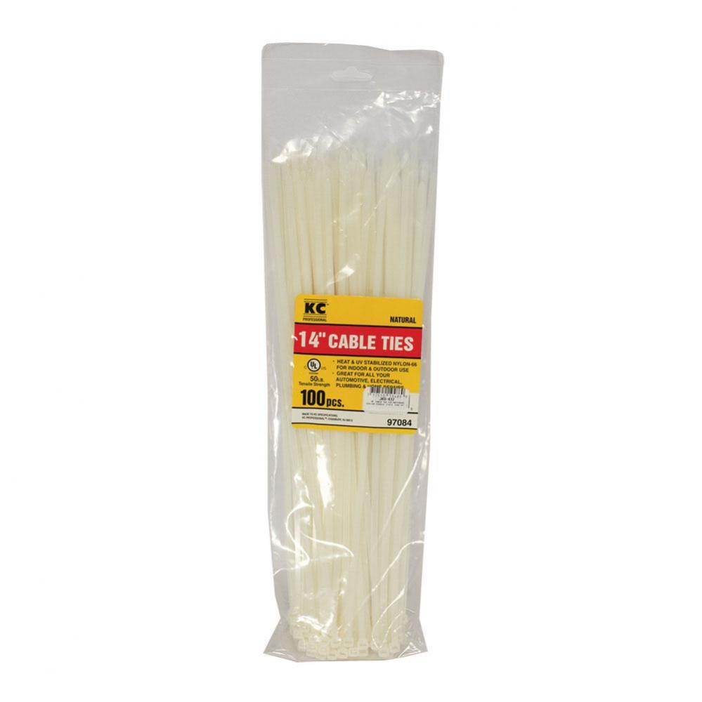 14'' 50 lb. Cable Ties, Natural Color, Bag of 100