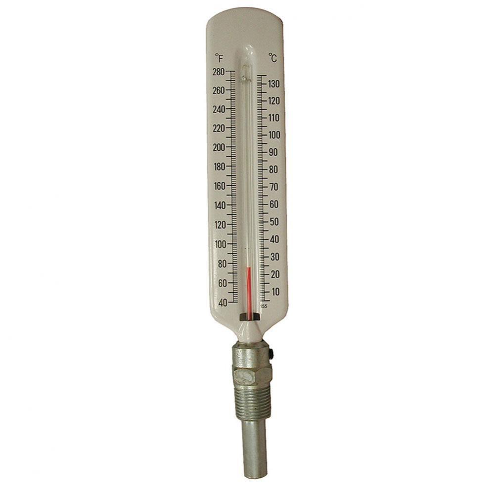 Hot Water and Refrigerant Line Thermometer, Straight Pattern, Brass Well, 1/2'' NPT