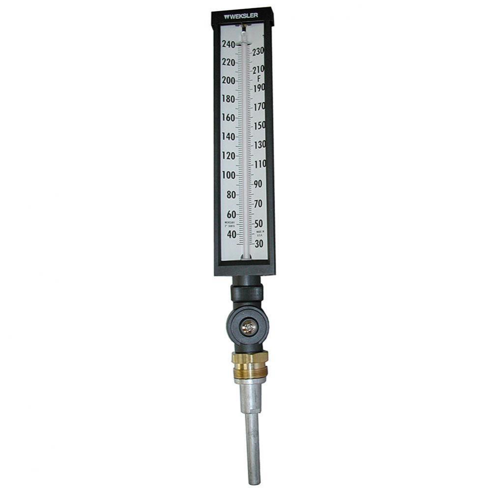 Weksler Industrial Multi-Angle Thermometer, Hot Water 30degree-240degree F, 3-1/2'' Stem