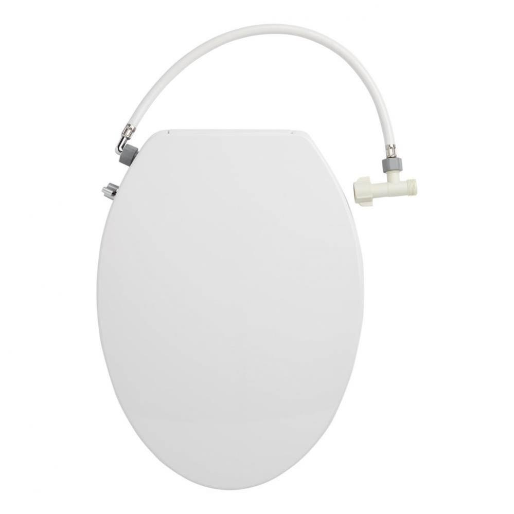 Non-Electric Plastic Bidet Toilet Seat, White, Elongated, Closed Front with Cover