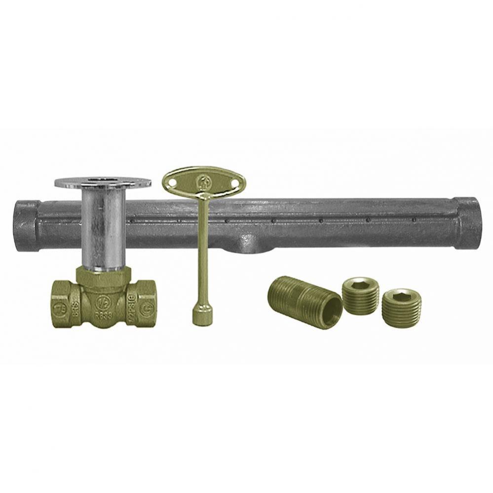 Chrome Plated Straight Log Lighter Valve with T-Burner for LPG Gas