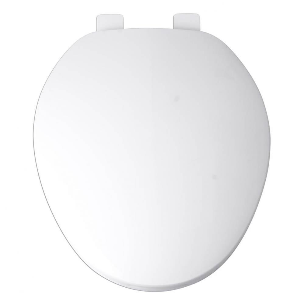 Builder Grade Plastic Toilet Seat, White, Elongated Closed Front with Cover and Adjustable Hinge