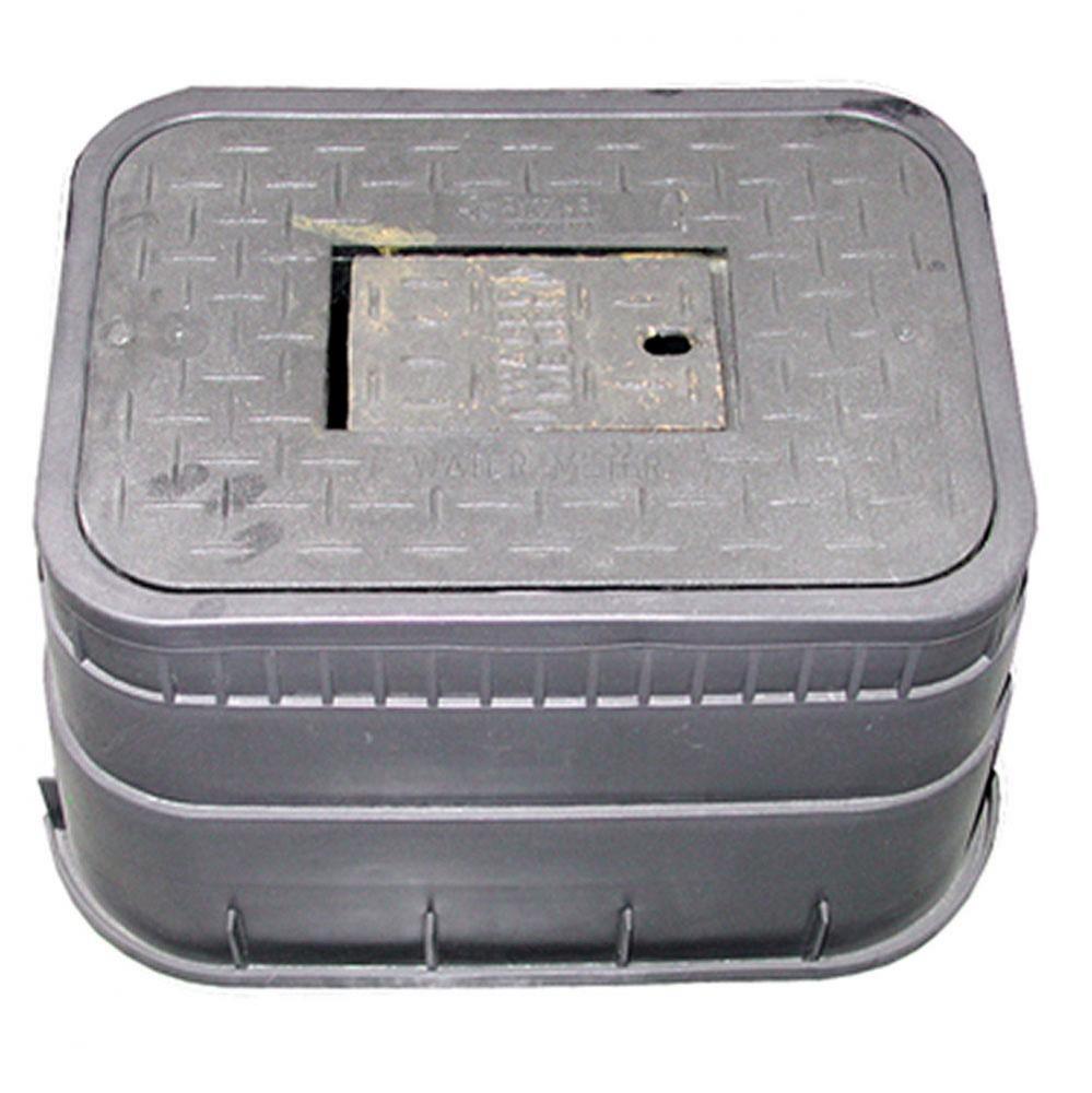 12'' Standard Meter Box with Plastic Lid and Black Cast Iron Reader Cover