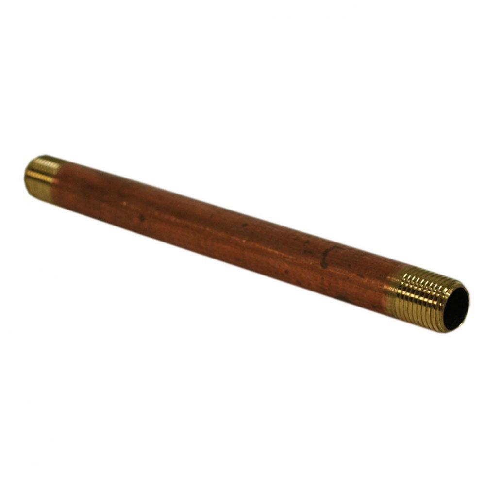 1/8'' x 4'' Red Brass Pipe Nipple, Lead Free