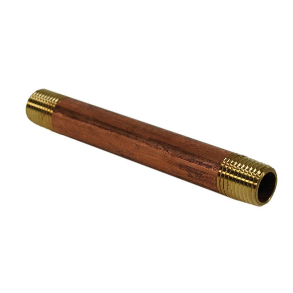 3/8'' x 2'' Red Brass Pipe Nipple, Lead Free