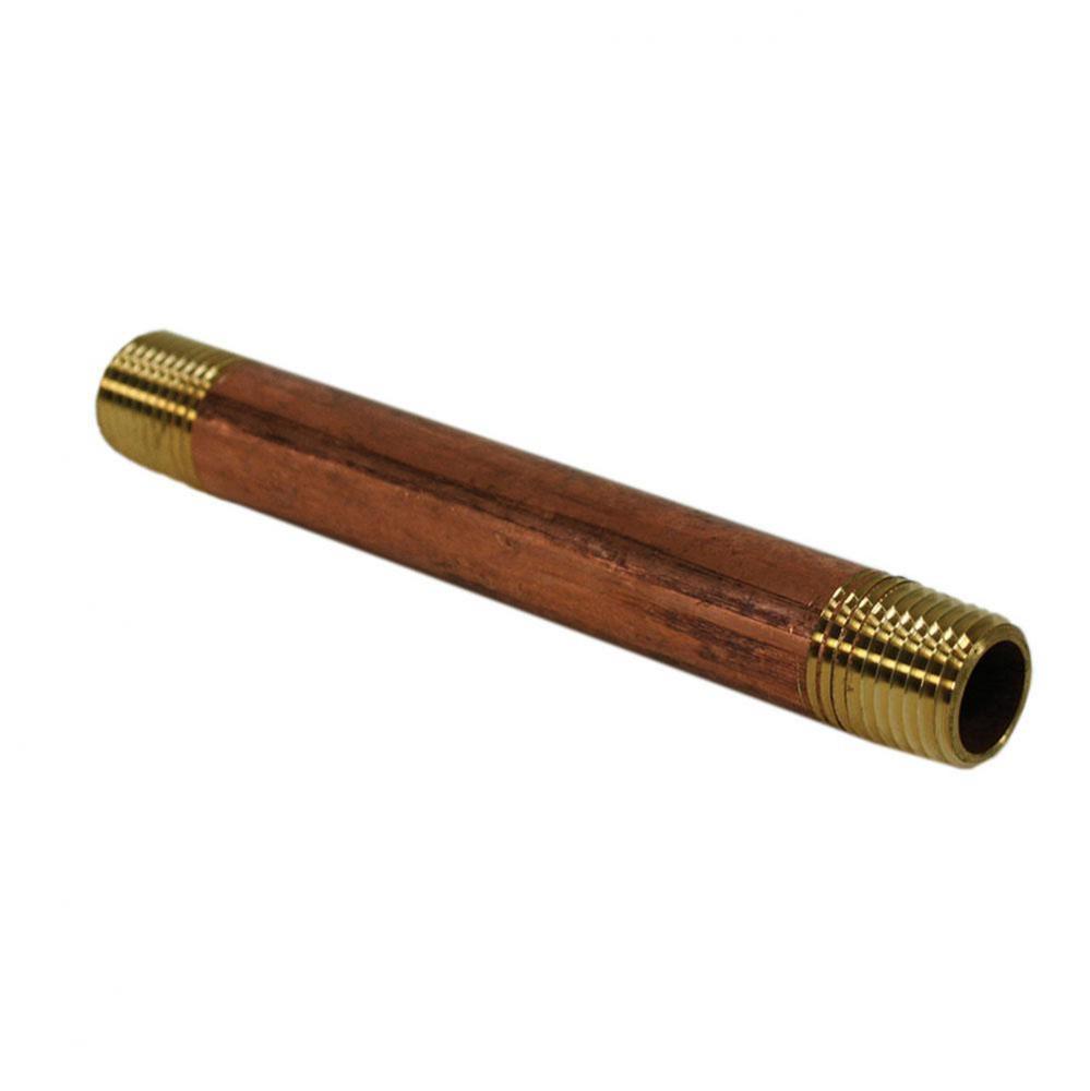 3/8'' x 6'' Red Brass Pipe Nipple, Lead Free