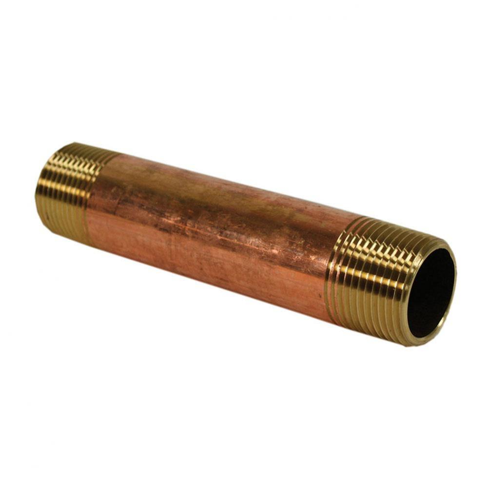 1'' x 2'' Red Brass Pipe Nipple, Lead Free