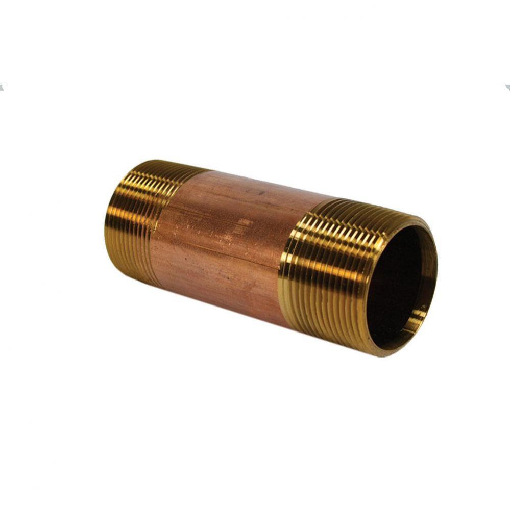 1-1/4'' x 3-1/2'' Red Brass Pipe Nipple, Lead Free