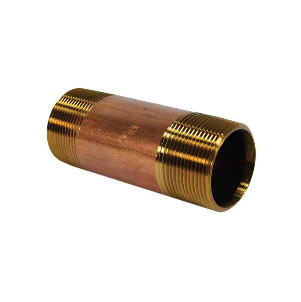 1-1/4'' x 6'' Red Brass Pipe Nipple, Lead Free