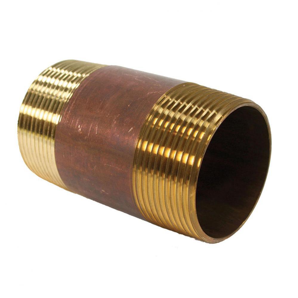 2-1/2'' x 4-1/2'' Red Brass Pipe Nipple, Lead Free