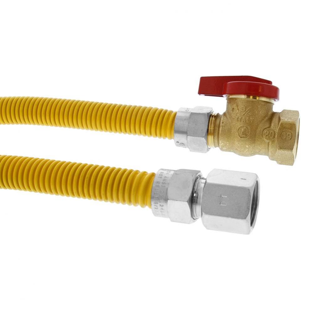 5/8'' OD (1/2'' ID) Gas Connector Assembly, Yellow Coated, 3/4'' FIP